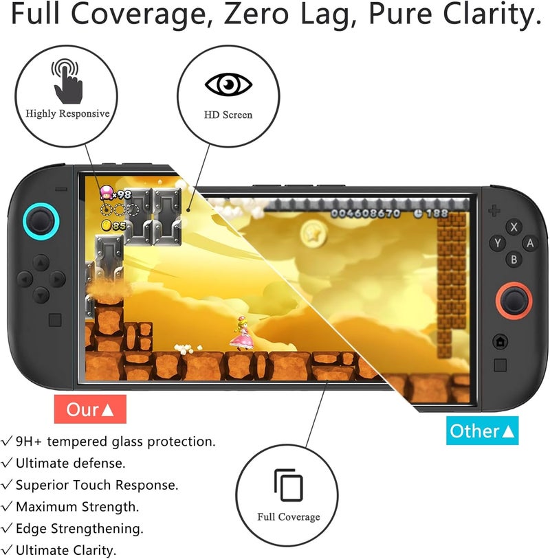 DTOL for Nintendo Switch 2 Screen Protector Tempered Glass 7.9'' [2025], 9H Hardness Anti-Scratch, Auto-Dust Removal, Bubble Free, 30s Installation, with Alignment Frame Full Coverage HD Clear 2 Pack - Image 3